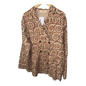 NWT Kamohoalii Hawaii Linen Lakana Desert Kiha Top 3X Tribal